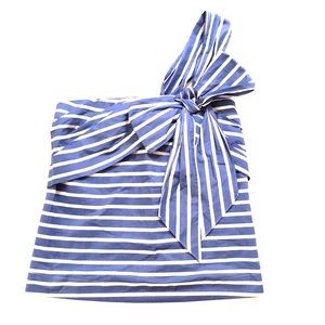 J.Crew One Shoulder Bow Stripe Top